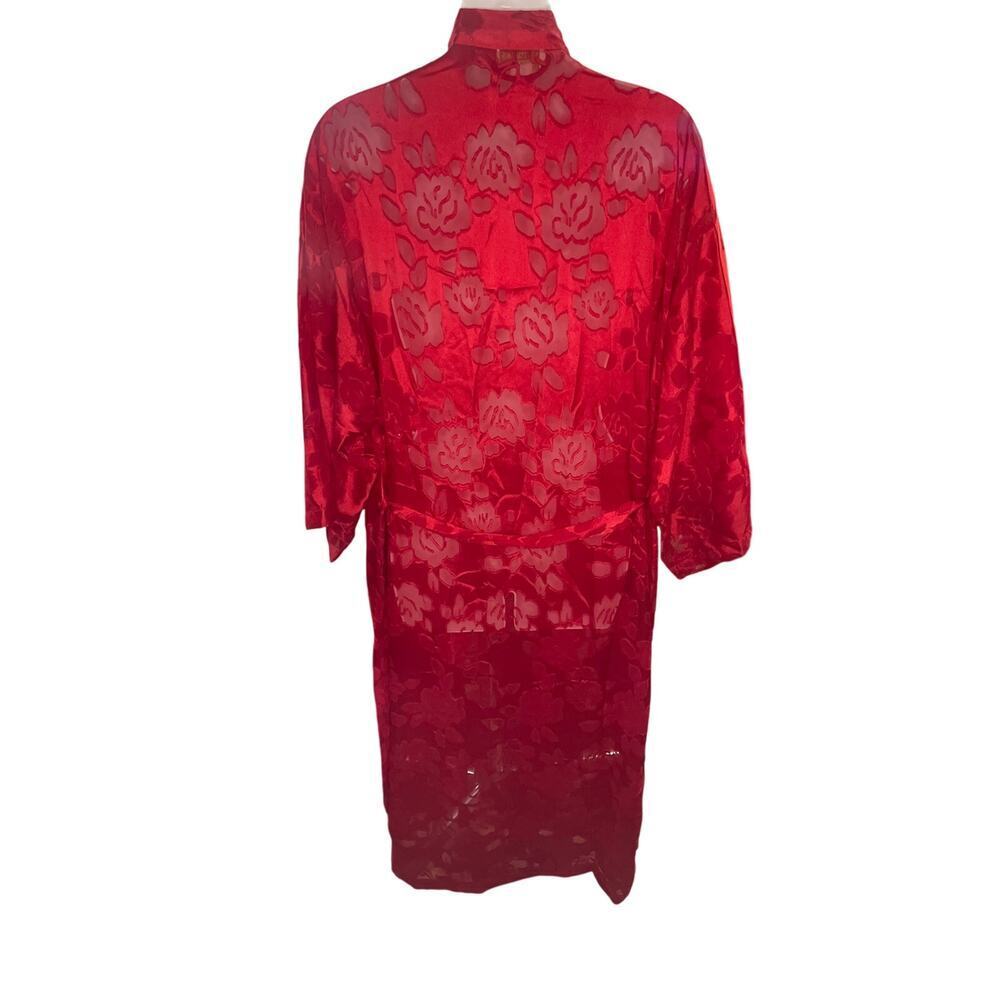 Vintage Victoria's Secret Red Rose Print Kimono Robe Women's Size Petite Small - Picture 3 of 7